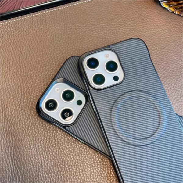 Frameless Carbon Fibre For Magsafe Magnetic Case for iPhone 16 Pro Max 16E 15 Plus 14 13 12 SE4 Metal Lens Wireless Charge Cover - Image 4