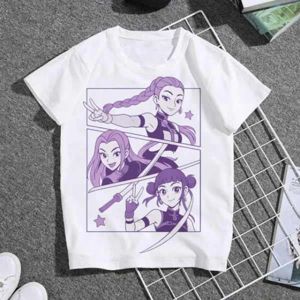 KPop Demon Hunters Kids Clothes 2025 Hot Anime T-shirt Harajuku Girls Casual Shirt Gift Fashion Movie Toddler T Shirts