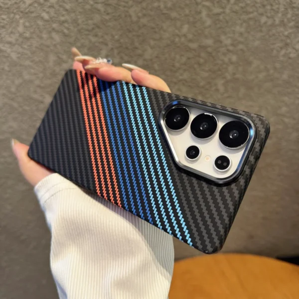 Mountain Carbon Fiber Kevlar Pattern Plastic Case For Samsung S25 S24 S23 Ultra Plus For Magsafe Magnetic Wireless Charge Cover - Image 16