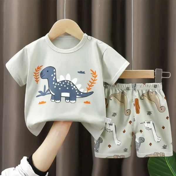 2PCS Children's Sets mother Kids Clothes Boys Girl T-shirt Shorts Summer Cotton Short sleeve Baby Children Clothing Toddler Suit - Image 2