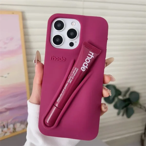 New Brand Phone Case with Lip Glosses Cover for iPhone 16 15 13 14 Pro Max Plus 12 11 16E Makeup Lip Gloss Balm Silicone Cases - Image 10