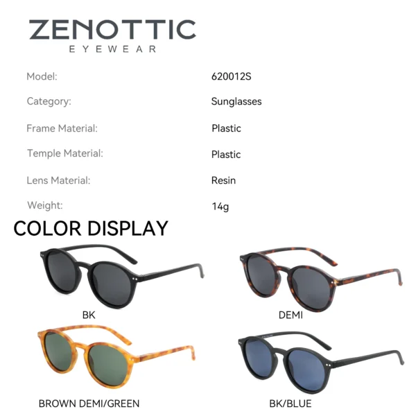 ZENOTTIC Fashion Polarized Sunglasses Men Women Brand Designer Retro Round Sun Glasses Vintage UV400 Goggles Shades - Image 2