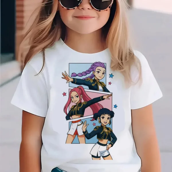 KPop Demon Hunters Kids Clothes 2025 Hot Anime T-shirt Harajuku Girls Casual Shirt Gift Fashion Movie Toddler T Shirts - Image 6