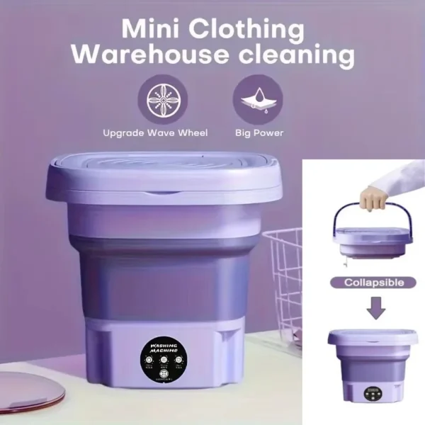 Portable washing machine 8L small foldable spin dryer mini laundry for socks underwear home shop lightweight and efficient - Image 7