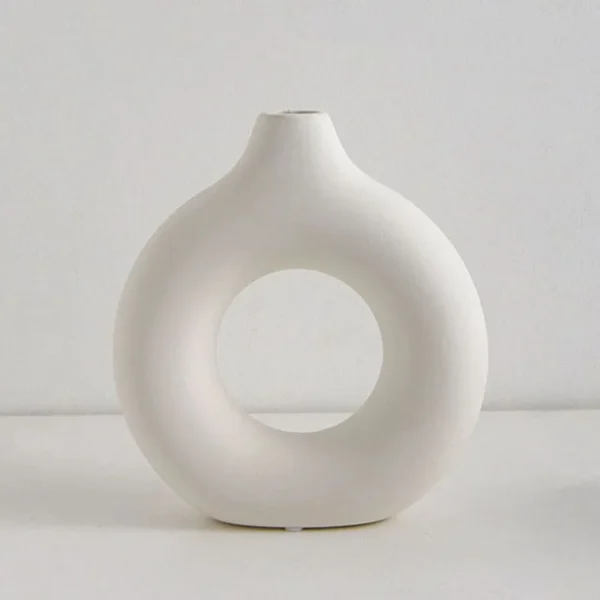 Simple Plastic Vase Donut Shape Single Flower Pot Home Living Room Decoration Table Ornaments Circle Flower Arrangement Vase - Image 12