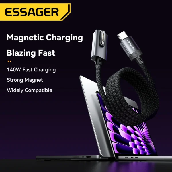 Essager USB Type C to MagSafe3 Cable 140W PD3.1 Fast Charge Magnetic Cable For Macbook Pro Air  2022 2023 MagSafe 3 Charger Cord - Image 4