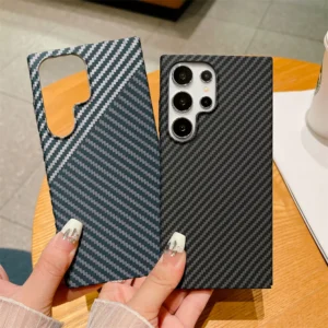 Luxury Carbon Fiber Pattern Plastic Armor Case for Samsung Galaxy S25 S24 S23 S22 Plus Ultra Note 20 10 Hard Slim Matte Cover