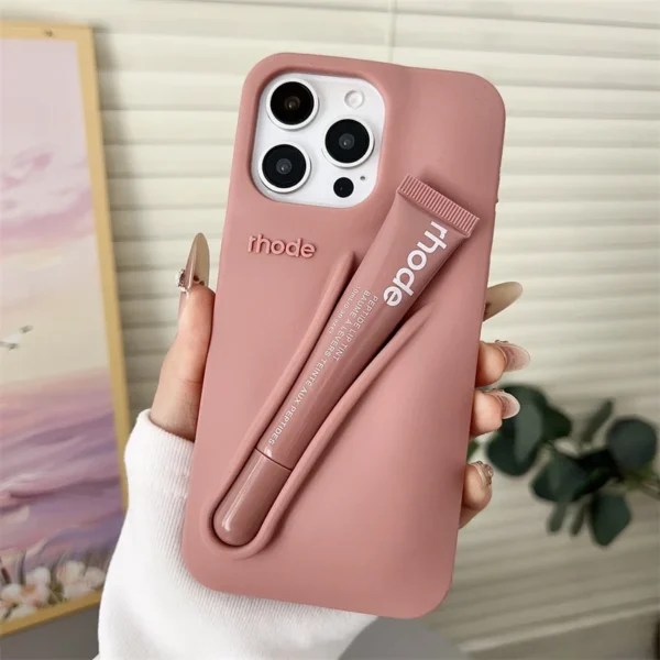 Lip Case Silicone Phone Case for iPhone 16 15 14 13 12 11 Pro Max Plus 16E Lipstick Holder Stand Soft Silicone Cover - Image 9