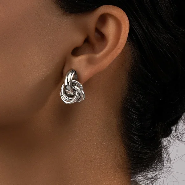 Stainless Steel Chunky Hoop Earrings for Women Girls Gold Color Double Ring Thick Geometric Drop Earrings Statement Jewelry Gift - Image 7