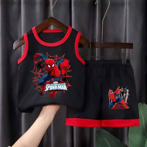 2025 Summer New Breathable Boys Vest Sets Anime Spiderman Children's Sleeveless Top Shorts Two Piece Suit Kids Casual Outfits - Image 4