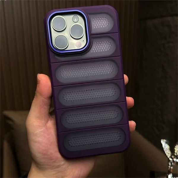 Luxury Shockproof Matte Cooling Holes Armor Case For iPhone 16 15 14 13 12 Pro Max Plus 11 TPU PC Bumper Metal Hybrid Cover Capa - Image 4