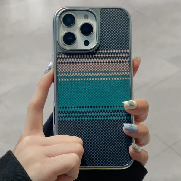 Luxury Plating Carbon Fiber Phone Case For iPhone 16 E 15 14 13 12 11 Pro Max Plus Business Electroplated Shockproof Armor Cover - Image 4