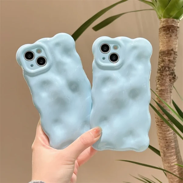 Ins Fashion 3D Wave Shape Cute Soft Phone Case For iPhone 16 15 Plus 14 13 12 Pro Max 11 Plain Lovely Girls Shockproof Cover - Image 6