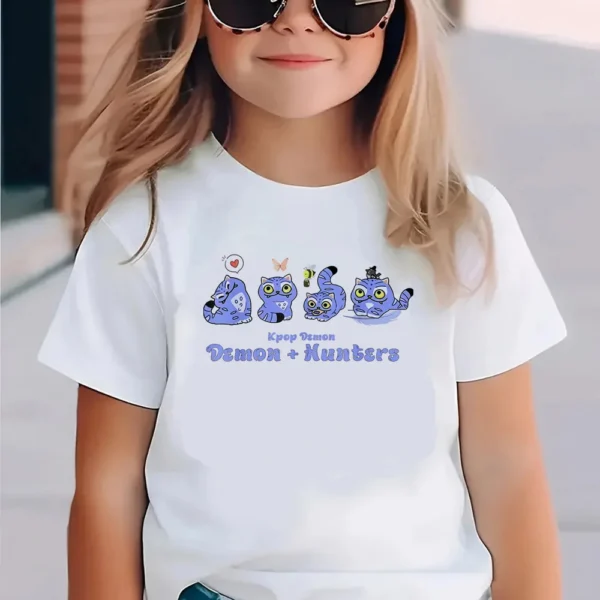 Kpop Demon Hunters Children's Clothing Short Sleeve T-shirt Cute Kpop Demon Hunters TShirt Harajuku Tshirt Parent Child Clothing - Image 8