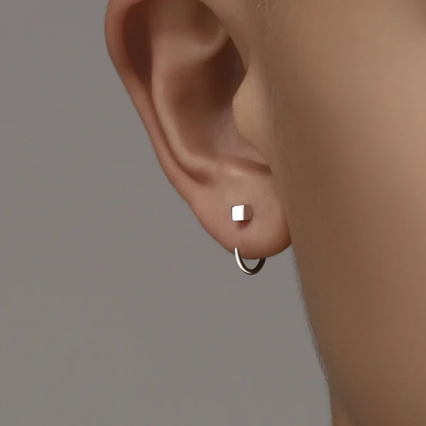 Vintage Minimalist Square Stud Earrings for Teens Ear Piercing Earrings Women Men Pierced Unusual Party Earrings Jewelry - Image 3