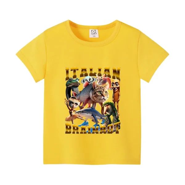 Italian Brainrot Themed Boys Girl T-shirt Popular Meme Animal Children Clothing Tralalero Tralala Summer Short Sleeve Cotton Tee - Image 5