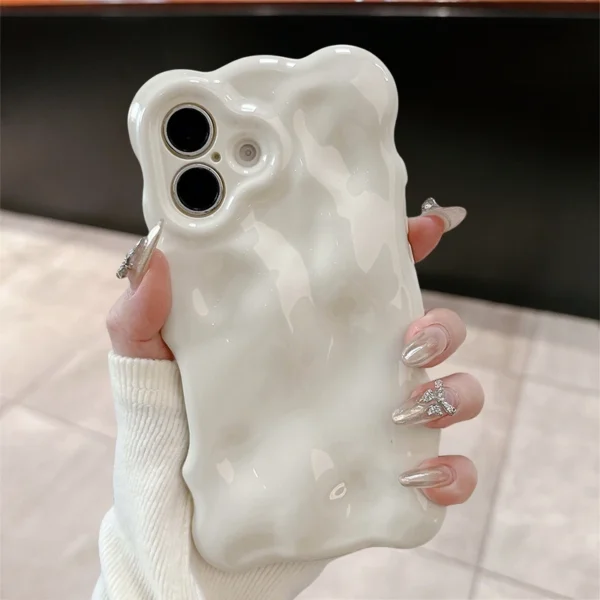 Ins Fashion 3D Wave Shape Cute Soft Phone Case For iPhone 16 15 Plus 14 13 12 Pro Max 11 Plain Lovely Girls Shockproof Cover