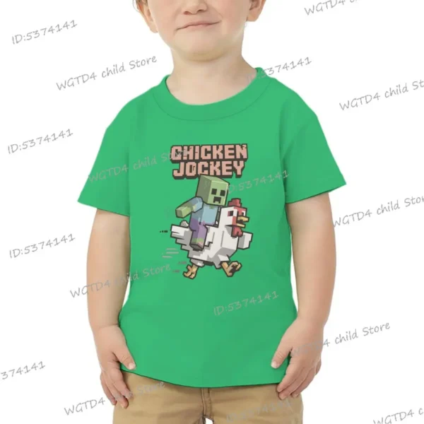 2025 Chicken Jockey Graphic T Shirt Baby Girls Boys Clothes Cartoon Fashion Short Sleeve T-shirt Kids Chicken Jockey Casual Top - Image 4
