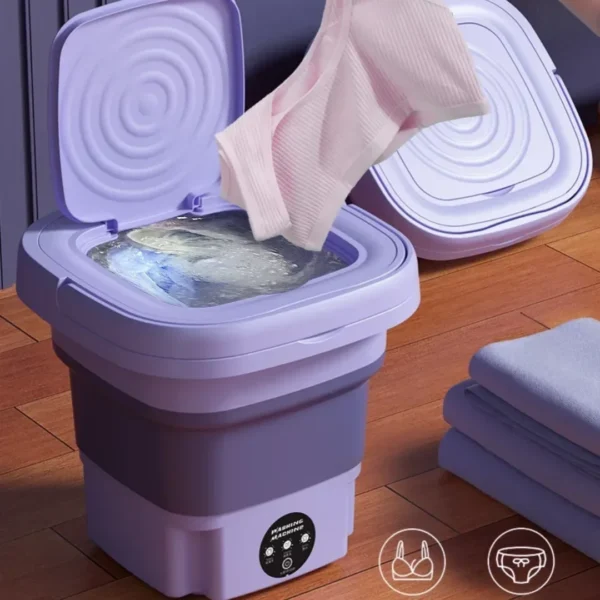 Portable washing machine 8L small foldable spin dryer mini laundry for socks underwear home shop lightweight and efficient - Image 9