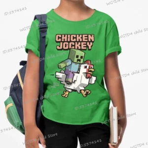 2025 Chicken Jockey Graphic T Shirt Baby Girls Boys Clothes Cartoon Fashion Short Sleeve T-shirt Kids Chicken Jockey Casual Top