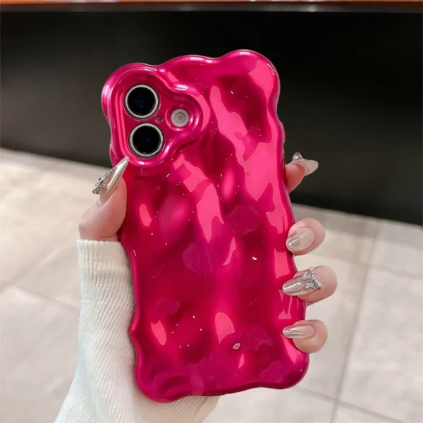 Ins Fashion 3D Wave Shape Cute Soft Phone Case For iPhone 16 15 Plus 14 13 12 Pro Max 11 Plain Lovely Girls Shockproof Cover - Image 5
