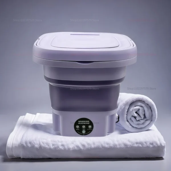 8L Portable Foldable Mini Washing Machine for Socks Underwear Adjustable Spin Dryer Compact Household Travel Laundry Machine - Image 2