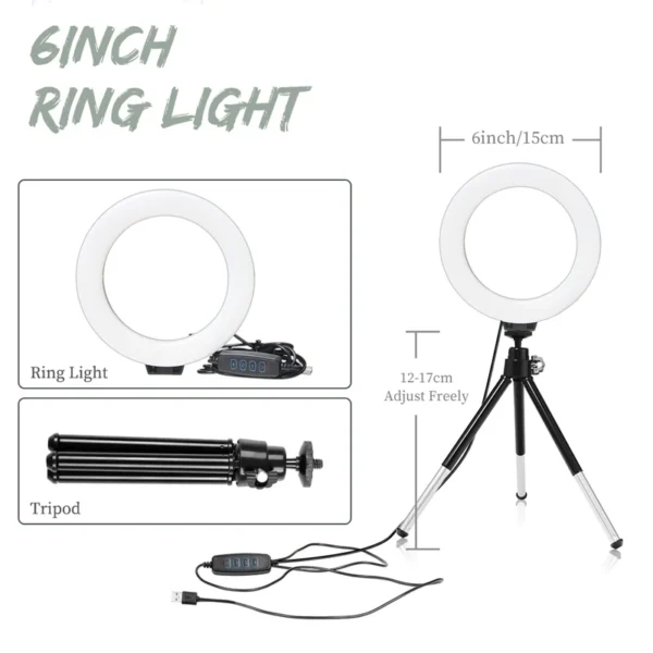 6 inch LED Photography Video Light Panel RGB Filters Lighting Photo Studio Lamp Kit For Shoot Live Streaming Ring Light Tripod - Image 7