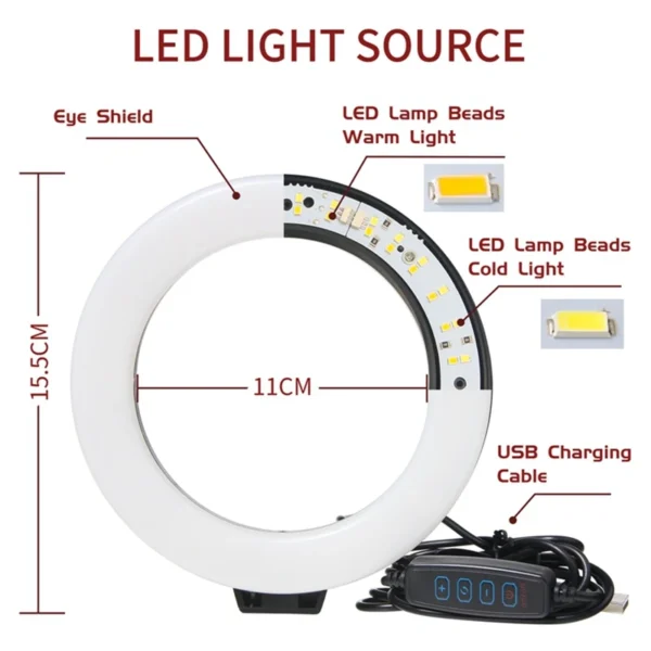 6 inch LED Photography Video Light Panel RGB Filters Lighting Photo Studio Lamp Kit For Shoot Live Streaming Ring Light Tripod - Image 5