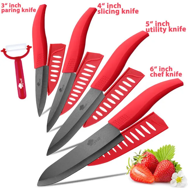 Ceramic Knives Set for Kitchen Unit 3 4 5 6 Inch Utility Fruit Slicing Peeler with Sheath Black Zirconia Blade Bread Chef Knife 20 Ceramic Knives Set for Kitchen Unit 3 4 5 6 Inch Utility Fruit Slicing Peeler with Sheath Black Zirconia Blade Bread Chef Knife - Image 20