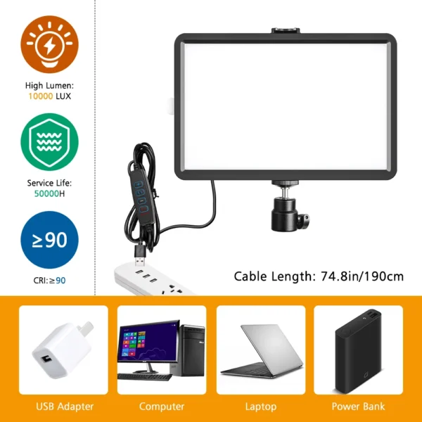 6 inch LED Photography Video Light Panel RGB Filters Lighting Photo Studio Lamp Kit For Shoot Live Streaming Ring Light Tripod - Image 3