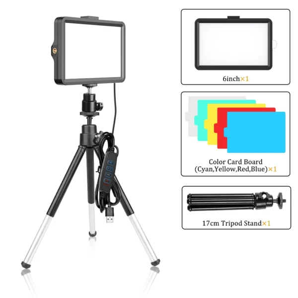 6 inch LED Photography Video Light Panel RGB Filters Lighting Photo Studio Lamp Kit For Shoot Live Streaming Ring Light Tripod - Image 9