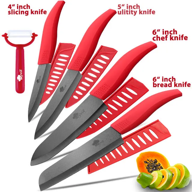 Ceramic Knives Set for Kitchen Unit 3 4 5 6 Inch Utility Fruit Slicing Peeler with Sheath Black Zirconia Blade Bread Chef Knife 31 Ceramic Knives Set for Kitchen Unit 3 4 5 6 Inch Utility Fruit Slicing Peeler with Sheath Black Zirconia Blade Bread Chef Knife - Image 31