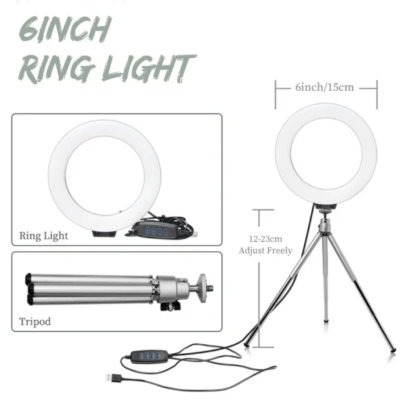 6 inch LED Photography Video Light Panel RGB Filters Lighting Photo Studio Lamp Kit For Shoot Live Streaming Ring Light Tripod - Image 8