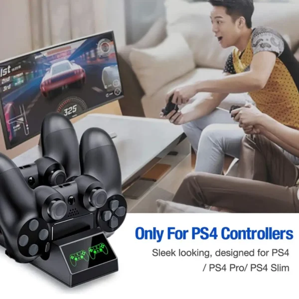 PS4 Controller Charger Charging Dock Station with 4 Micro USB Charging Dongles Dual Charging Dock for Playstation 4 PS4 Slim Pro - Image 6