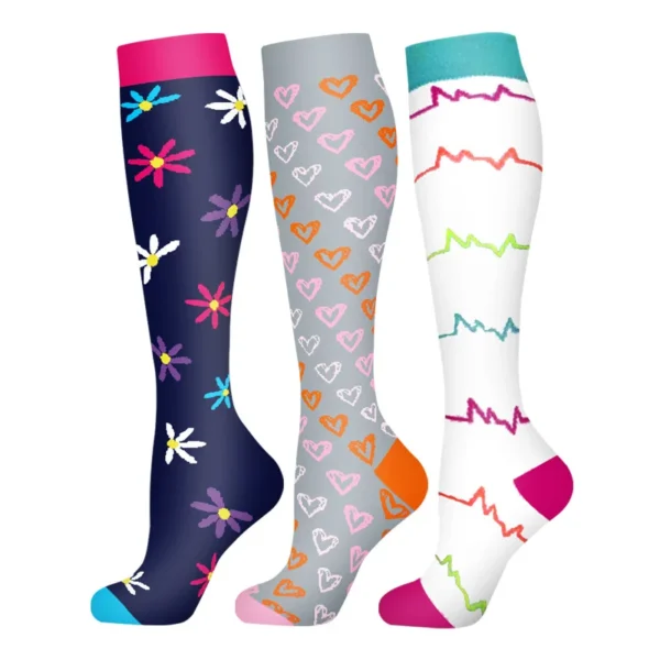 58 Styles 3 Pairs/Pack Compression Socks Knee High 30MmHg  Women Men Sports Socks Edema Diabetes Varicose Veins Running Socks - Image 7