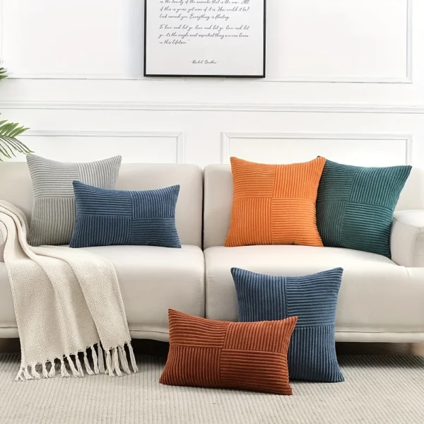1pc Decorative Throw Pillow Cover For Living Room Bed Sofa,Soft Plush Square pillowcase,Cute Corduroy Lumbar Throw Pillow Case - Image 3