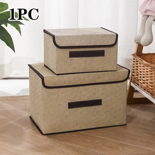 Non-woven Fabric Fold Storage Box Bedroom Wardrobe  Toy Clothes Sundries Organizer with Cover Underwear Sock Home Accessories - Image 10