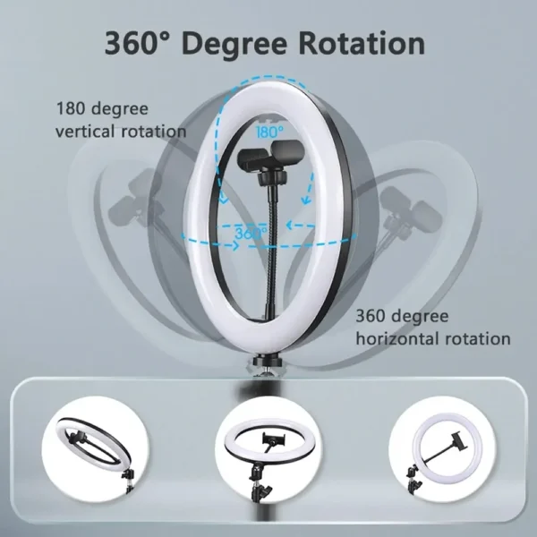 10inch Selfie Ring Light, Photography Fill Light Led Ring Lamp Ringlight for Video Recording Live Broadcast Selfie Led Lamp - Image 3