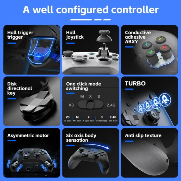 G6 Mobile Game Controller For Switch/IOS/Andriod/PC Support Streaming media/cloud Game Mobile Phone GamePad Hall effect joystick - Image 5