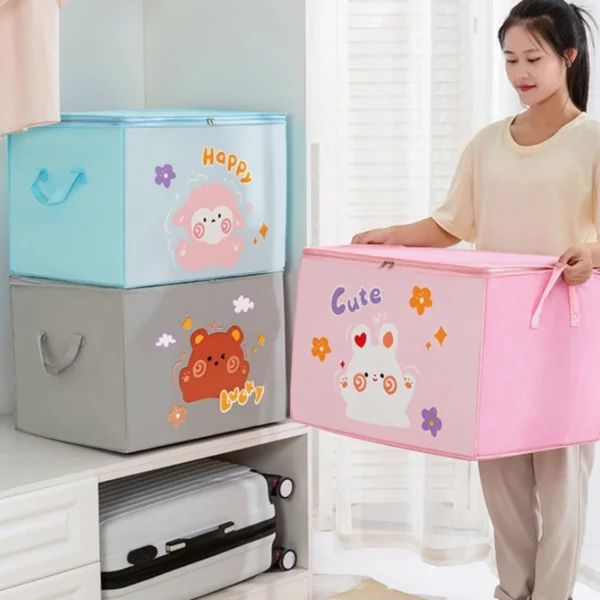 Cube Folding Toys Storage Box Kids Toys Organizer Box Felt Cloth Fabric Storage Basket For Cartoon Animal Nursery Toy Bins Home