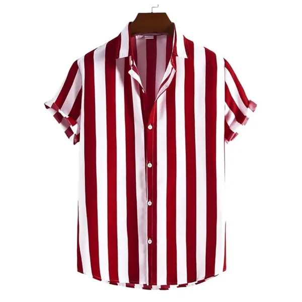Striped Simple men's Shirt Casual Loose Lapel Cardigan Top Large Size men's short-sleeved Shirt high-end Comfortable And Simple - Image 4