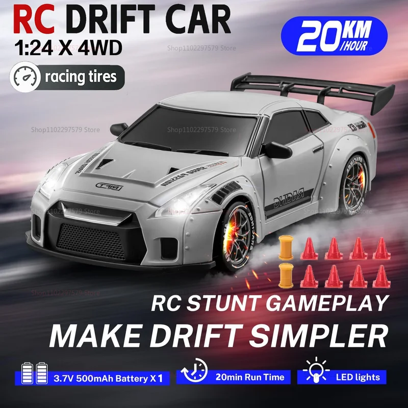 4WD RC Drift Car 2.4GHz 1:24 20KM+/H High Speed Model Remote Control Vehicle with LED Lights Extra Tires Toy Car Adult Kid Gift、 1 4WD RC Drift Car 2.4GHz 1:24 20KM+/H High Speed Model Remote Control Vehicle with LED Lights Extra Tires Toy Car Adult Kid Gift、
