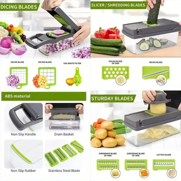 14/16 IN 1 Slicer Vegetable Food Chopper Vegetable Cutter Tomato Carrot Grater Cheese French Onion Shredders Kitchen Tool - Image 5