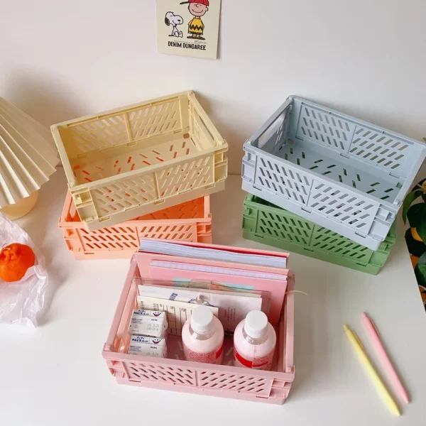 Foldable Storage Box with Handles Collapsible Crate for Toys, Cosmetics & Desk Organization - Image 2