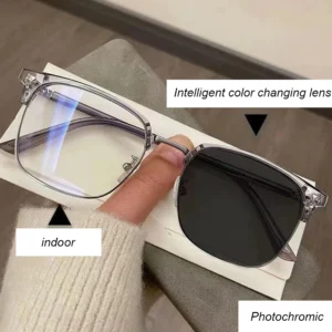 Man Photochromic Colored Glasses Half Frame Anti Blue Light Glasses Eye Protection Ultra Light Eyepiece Computer Goggles