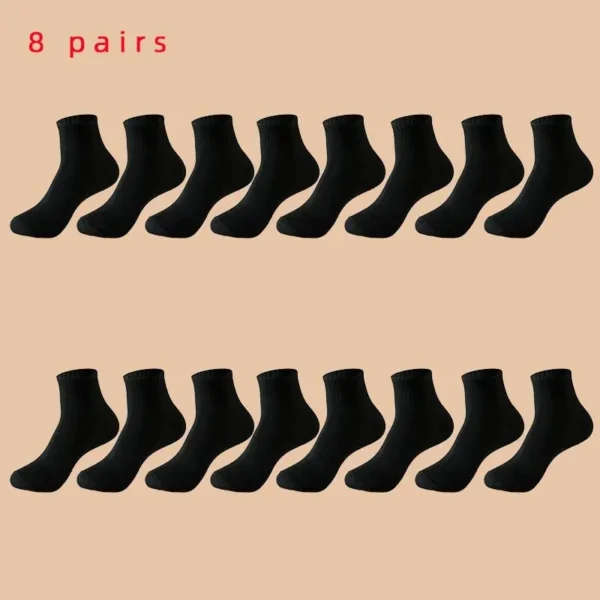 4/5/8/10/20 Pairs of MEN'S AND WOMEN'S Black Cotton Business Mid Length Soft and Warm Autumn/winter Solid Color Casual Socks - Image 7