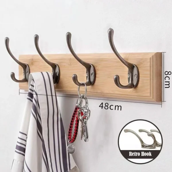 Wall Mounted Solid Wood Coat Rack with Hooks Hats Clothes Hanger Closet Organizer Perchero Furniture for Hallway Entrance Decor - Image 5