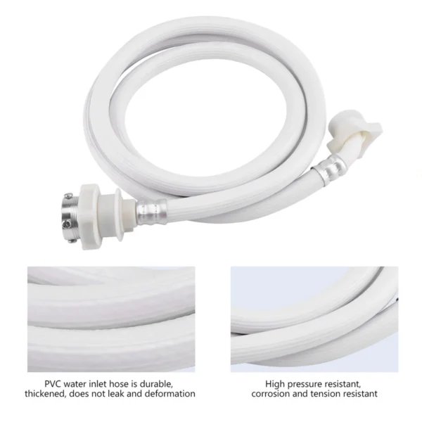 2m/3m Length Washing Machine Water Inlet Hose Washer Pipe Tube Connector PVC Hose White Color Long Length - Image 4