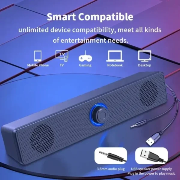 XIKCU Wireless Bluetooth and PC Soundbar Wired Speaker USB Powered Soundbar for TV Pc Laptop Home Theater Surround Audio System - Image 5