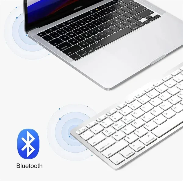 Portable Wireless Bluetooth Keyboard Ultra Thin Quiet Click Keyboard for Smartphone PC Laptop Tablet - Image 7